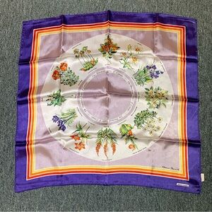 SKEMO/CANADA Vintage Purple Acetate Scarf with Flowers of Canada NWT